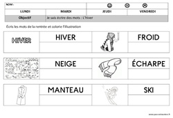 Hiver - Ecriture : 1ere, 2eme Maternelle - Cycle Fondamental - PDF à imprimer