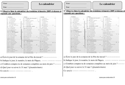 Calendrier - Exercices corrigés - Mesures - Mathématiques : 2eme Primaire - PDF à imprimer