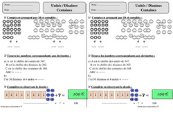 Unités - Dizaines - Centaines - Exercices corrigés - Numération - Mathématiques : 2eme Primaire - PDF à imprimer