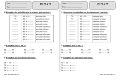 Nombres de 70 à 79 - Exercices corrigés - Numération - Mathématiques : 2eme Primaire - PDF à imprimer