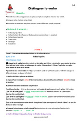 Distinguer le verbe - Séquence - Fiche de préparation : 5eme Primaire - PDF à imprimer