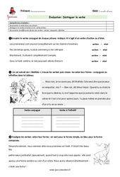 Distinguer le verbe - Examen Evaluation - Bilan : 5eme Primaire - PDF à imprimer