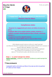 Élections chez les élèves - EMC - Séquence - Fiche de préparation : 3eme Primaire - PDF à imprimer