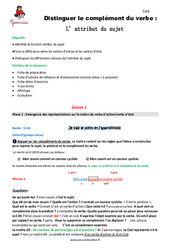 Attribut du sujet - Séquence - Fiche de préparation : 4eme Primaire - PDF à imprimer