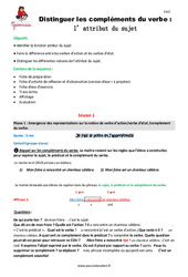 Attribut du sujet - Séquence - Fiche de préparation : 5eme Primaire - PDF à imprimer