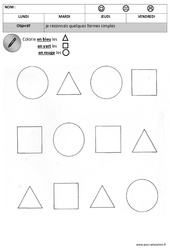 Colorie les formes - Formes : 1ere, 2eme Maternelle - Cycle Fondamental - PDF à imprimer