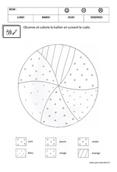 Coloriage codé - Graphisme - Logique : 1ere, 2eme Maternelle - Cycle Fondamental - PDF à imprimer