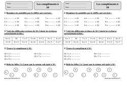 Compléments à 10 - Exercices corrigés - Numération - Mathématiques : 2eme Primaire - PDF à imprimer