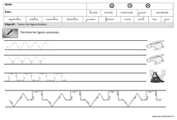Brisées - Lignes - Graphisme : 3eme Maternelle - Cycle Fondamental - PDF à imprimer