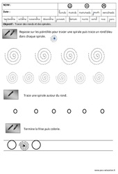 Rond - Spirales - Révisions - Graphisme : 3eme Maternelle - Cycle Fondamental - PDF à imprimer