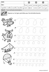 Boucles - Descendantes - Graphisme : 3eme Maternelle - Cycle Fondamental - PDF à imprimer
