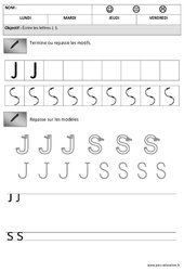 Lettres J,S, - Crochets : 2eme Maternelle - Cycle Fondamental - PDF à imprimer
