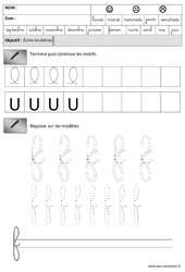 Lettres f - Boucles - endroit - Envers - Lettres cursives : 3eme Maternelle - Cycle Fondamental - PDF à imprimer