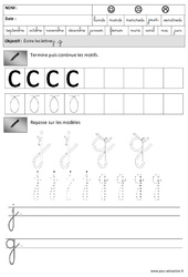 Lettres j - g - y - z - Boucles - Envers - Lettres cursives : 3eme Maternelle - Cycle Fondamental - PDF à imprimer