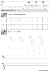 Lettres r,z - Créneaux - Lettres cursives : 3eme Maternelle - Cycle Fondamental - PDF à imprimer
