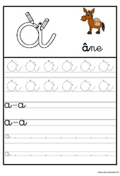 Lettres de l'alphabet en cursive - Ecriture : 3eme Maternelle - Cycle Fondamental - PDF à imprimer