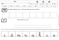 Dimanche - Jours de la semaine - Ecriture cursive : 3eme Maternelle - Cycle Fondamental - PDF à imprimer