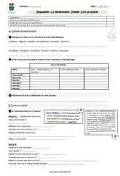 Utiliser un dictionnaire - Lire un article - Examen Evaluation - Bilan : 4eme Primaire - PDF à imprimer