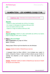 Séquence - Fiche de préparation Nombres jusqu'à 99 - Séquence - Fiche de préparation : 2eme Primaire - PDF à imprimer