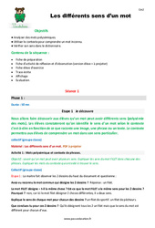 Séquence - Fiche de préparation Différents sens d’un mot - Polysémie de mots - Séquence - Fiche de préparation : 5eme Primaire - PDF à imprimer