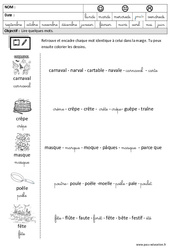 Carnaval - Chandeleur - Lire des mots en cursive : 3eme Maternelle - Cycle Fondamental - PDF à imprimer