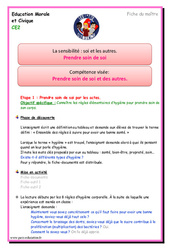 Prendre soin de soi - Séquence - Fiche de préparation : 3eme Primaire - PDF à imprimer