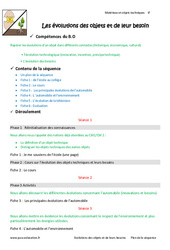 Séquence - Fiche de préparation Evolutions des objets et de leur besoin - Séquence - Fiche de préparation : 6eme Primaire - PDF à imprimer