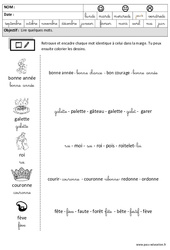 Fête des rois - Nouvel an - Lire des mots en cursive : 3eme Maternelle - Cycle Fondamental - PDF à imprimer