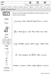 Hiver - Lire des mots en cursive : 3eme Maternelle - Cycle Fondamental - PDF à imprimer