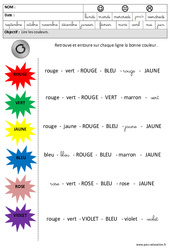 Lire les couleurs en cursive - Lecture : 3eme Maternelle - Cycle Fondamental - PDF à imprimer