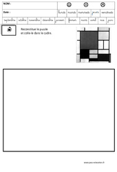 Mondrian - Puzzle - Logique : 3eme Maternelle - Cycle Fondamental - PDF à imprimer