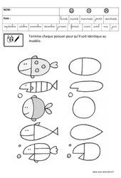 Terminer un dessin - Logique : 3eme Maternelle - Cycle Fondamental - PDF à imprimer