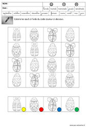 Discrimination visuelle - Oeufs - Pâques : 3eme Maternelle - Cycle Fondamental - PDF à imprimer