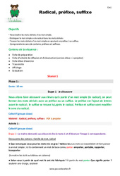 Radical, préfixe, suffixe - Séquence - Fiche de préparation : 4eme Primaire - PDF à imprimer
