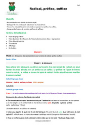 Radical, préfixe, suffixe - Séquence - Fiche de préparation : 5eme Primaire - PDF à imprimer