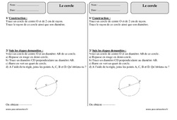 Cercle - Exercices corrigés - Géométrie : 3eme Primaire