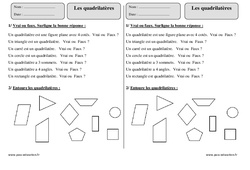 Quadrilatères - Exercices corrigés - Géométrie : 3eme Primaire