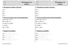 Décomposer un nombre - Exercices avec correction : 3eme Primaire - PDF à imprimer