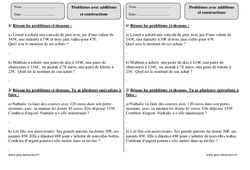 Additions - Soustractions - Problèmes - Exercices corrigés - Mathématiques : 3eme Primaire - PDF à imprimer