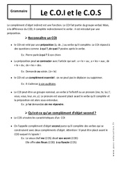C.O.I - C.O.S - Cours - Exercices corrigés - Fonctions grammaticales - Grammaire : 6eme Primaire
