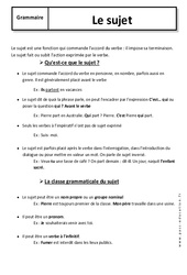 Sujet - Cours - Fonctions grammaticales : 6eme Primaire