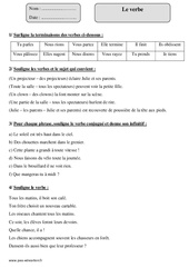 Verbe - Exercices corrigés : 4eme Primaire - PDF à imprimer