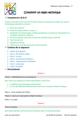 Séquence - Fiche de préparation Concevoir un objet technique - Séquence - Fiche de préparation : 6eme Primaire - PDF à imprimer