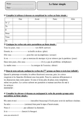 Futur simple - Exercices corrigés - Conjugaison : 4eme Primaire - PDF à imprimer