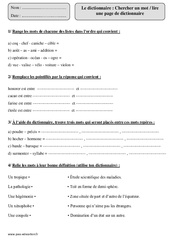 Dictionnaire - Exercices corrigés - Vocabulaire : 4eme Primaire - PDF à imprimer