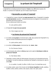 Présent de l'impératif - Cours : 6eme Primaire - PDF à imprimer