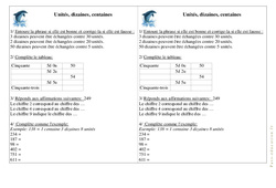 Unités, Dizaines, Centaines - Exercices - Numération - Mathématiques : 2eme Primaire - PDF à imprimer
