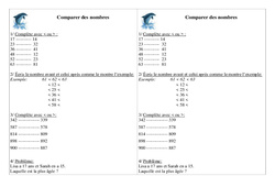 Comparer des nombres - Exercices - Numération - Mathématiques : 2eme Primaire - PDF à imprimer