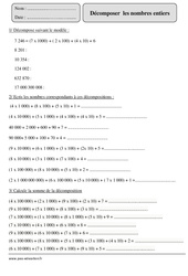 Décomposer les nombres entiers - Exercices corrigés - Numération - Mathématiques : 5eme Primaire - PDF à imprimer