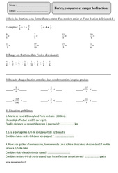 Comparer et ranger les fractions - Exercices corrigés - Numération - Mathématiques : 5eme Primaire - PDF à imprimer